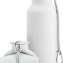 Collapsible Water Bottles 20 oz, Leak Proof, BPA Free Foldable Silicone Travel Water Bottle Cups for On The Go, Traveling, Outdoors, Ivory