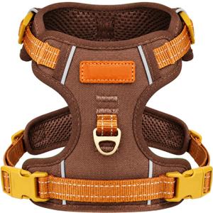 No-Pull Reflective Dog Harness with Handle Soft Padded Vest for Small Medium Large Dogs Heavy Duty Adjustable Anti-Choke Pet Harness with Front & Back Clip Harness for Walking, Training, L