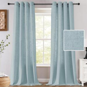 H.VERSAILTEX Linen Curtains 84 Inch Length for Living Room 2 Panel Set Neutral Modern Farmhouse Window Privacy Light Filtering Drapes for Farmhouse Window Treatment Curtains, 52 x 84 - Cloud Blue