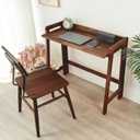 Computer Desk, Foldable Desk, Home Office Desks, Solid Wood Writing Desk, Mid Century Modern Desks, Oak Study Table, Folding Desks for Small Spaces, 31.5 W x 27.6 H x 13.6 D Inches, Walnut