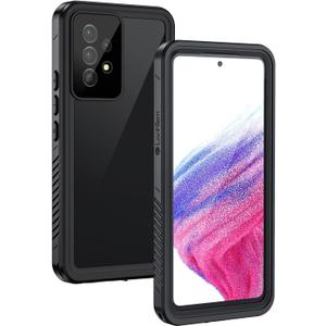 Lanhiem for Samsung Galaxy A53 5G Case, IP68 Waterproof Dustproof with Built-in Screen Protector, Heavy Duty Full Body Protective Phone Case for Samsung A53 5G, Black/Clear