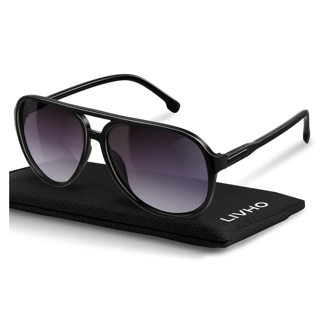 livho Trendy Polarized Aviator Sunglasses Women Men, Retro Sun Glasses for Women Men 2025, Oversized UV Protection Shades