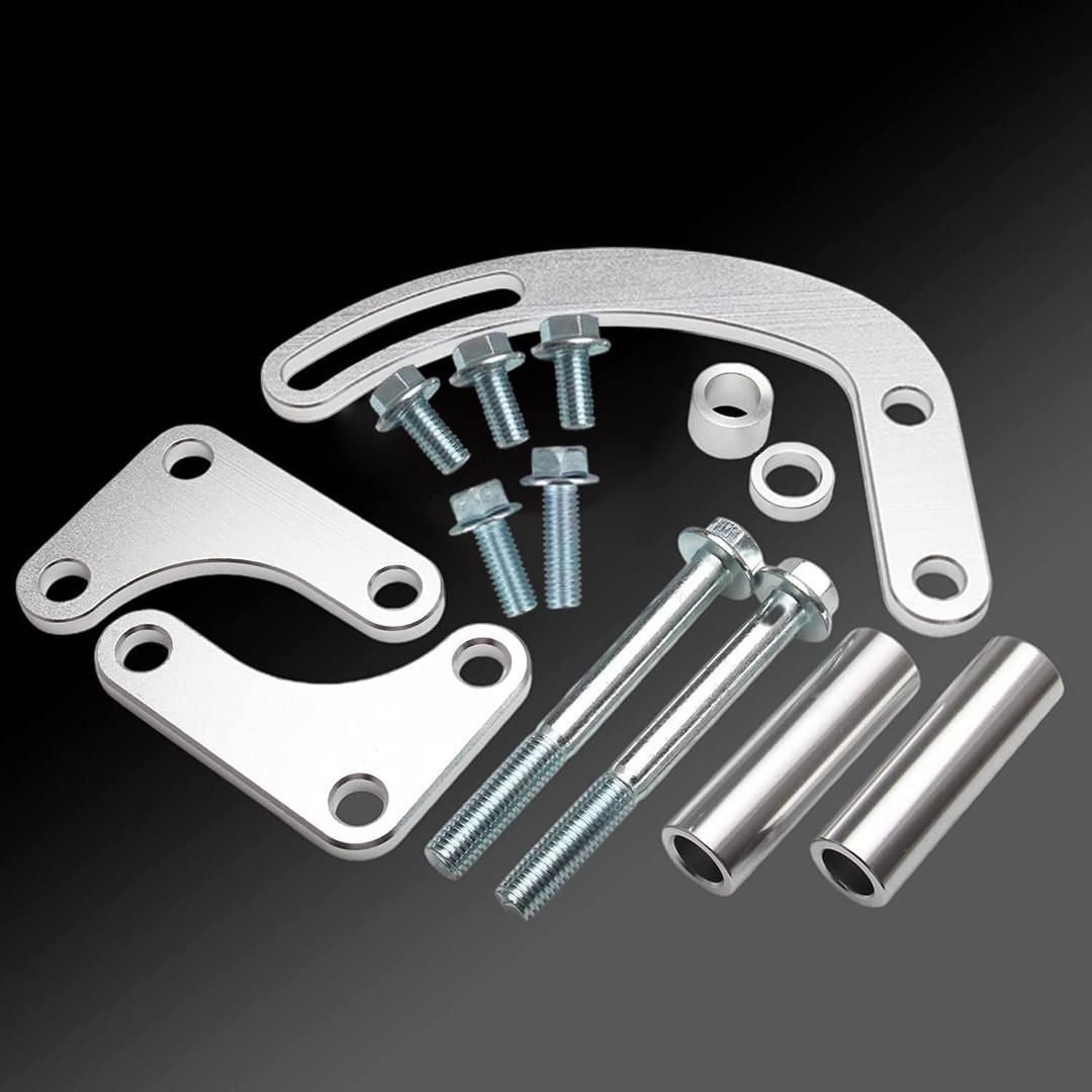 for SBC Power Steering Pump Bracket Adjustable Compatible with Chevy 350 Small Block LWP Long Water Pump