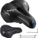 YOUNGDO Bike Seat, Bicycle Saddle Comfortable Soft Wide Road Bike Gel Saddles,Breathable Mountain Bike Seat,Suitable for MTB Mountain Bike,Folding Bike,Road Bike,Spinning Bike, Exercise Bikes (Blue)