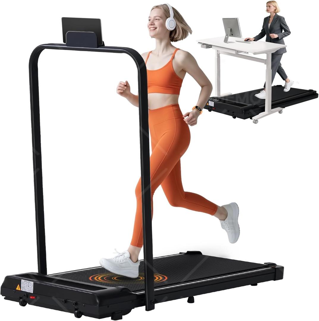Portable Compact Treadmill with Handles for Home Small Spaces, Foldable Folding Walking Pad Treadmill with Handle Bar, 3.0HP Electric Walking Pads Treadmills Home with 320LB Capacity, LED Display
