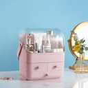 Large Makeup Organizer w Drawers Beauty Organizer Makeup Box Holder Vanity Organization Desk Countertop MakeUp Organizers Bathroom Counter Organizer Skincare Cosmetic Case Stand Dustproof Lid Gift (EXP 07/16/26)