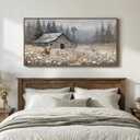 Cuspin Large Rustic Farmhouse Landscape Wall Art for Living Room, 60x30 In