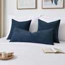 Kevin Textile 14x36 Inch Long Lumbar Cover 1 Pack Soft Boucle Textured Decorative Waterproof Rectangle Cushion Elegant Accent Pillows for Couch Sofa Chair Bed Home Decor Indoor Outdoor Navy Blue
