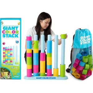 Giant Color Stack Challenge by Relatable - Nappa Award 2025 Winner, Strategy Stacking Game with 50 Puzzles, Backyard & Lawn Activity for Summer Parties, Outdoor Fun for Families & Groups, Ages 6+