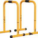 RELIFE REBUILD YOUR LIFE Dip Station Functional Heavy Duty Dip Stands Fitness Workout Dip bar Station Stabilizer Parallette Push Up Stand (Yellow)