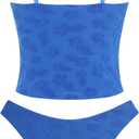 ZAFUL Women's Spaghetti Strap Tankini Swimsuits V Neck Tummy Control Tie Side Thong Bikini Swimsuits 2 Piece Bathing Suits, L