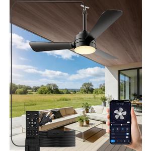 28 inch Plug-in Ceiling Fan Light with16.5ft long cord, Gazebo fan light Dimmable 3CCT LED,Reversible,Portable Hook Design for Bedroom Garage Tent Porch Kitchen patio