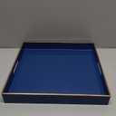 Spsyrine Blue Decorative Tray for Living Room, Square Modern Plastic Coffee Serving Table Tray for Ottoman Bathroom Kitchen,13"*13"