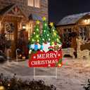 Afirst Christmas Yard Stakes Light Up Yard Decorations with LED Gnomes Santa Trees Metal Lighted Stakes Merry Christmas Sign Outdoor Garden Stake Lawn Pathway Outdoor Decoration