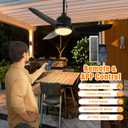 Depuley Outdoor Ceiling Fan with Light: 42 Inch Black Waterproof Gazebo Fans with Lights Outdoor Hanging - Plug in Remote App Control for Patios Indoor Farmhouse Porch - 6 Speed Reversible DC Motor