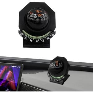 Car Compass, Compass for Car Dashboard, Auto Dashboard Compasses Ball with Slope Meter, Universal Auto Accessories Adjustable Dash Vehicle Direction Navigation Ball for Cars Boats Trucks