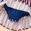Guodeunh Infant Baby Girl Independence Day Outfit 4th of July Dress Ruffle Lace Romper Sleeveless Top Star Stripe Skirt+Headband (Blue, 0-3 Months)
