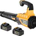 Aokia Leaf Blower, 21V Electric Cordless Blower with 2 3.0Ah Batteries and Charger - 580CFM/160MPH Powered Air Blower - Lightweight Leaf Blower for Lawn Care, Patio Cleaning, Blowing Leaves and Dust (Yellow)