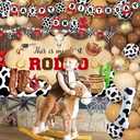 AIBIIN Western Cowboy 1st Birthday Party Decorations for Boys, Western Cowboy Balloon Arch Garland This Is My First Rodeo 1st Birthday Backdrop Cowboy Tablecloth (Brown)