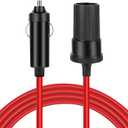 TNP Car Cigarette Lighter Extension Cord (10ft) - 12 Volt Extension Cord with Cigarette Lighter Plug - 18AWG Male to Female Socket Extender Cable for Car Charger, Tire Inflators, Vacuum (Red)
