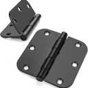 Haidms 8 Pack Matte Black Door Hinges No Squeak 3.5 Inch Interior Door Hinges Rounded with 5/8" Radius Corner Removable Pin