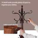 Wooden Coat Racks, Retro 78" Coat Tree with 12 Hooks & Stable Triangular Base, Entryway Coat Rack Freestanding for Hat, Clothes, Scarves, Handbags, Umbrella (Mahogany)