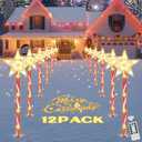 HELESIN Christmas Candy Cane Lights, Solar Landscape Lights with Timer Remote, Waterproof Outdoor Pathway Light Decorative Light for Christmas Decor Garden Yard Walkway Markers, 12 Pack