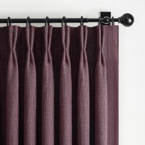 Dark Purple Blackout Pinch Pleated 84 Inch Bedroom Curtains 2 Panels Set, Memory Trained Thermal Noise Cancelling Double Layer Natural Linen Viral Windows Drapes for Living Room Light Blocking 7 FT