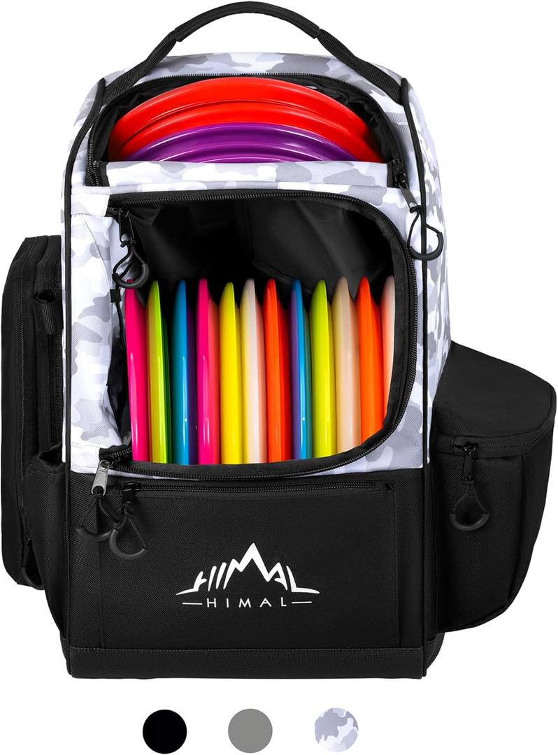 Himal Outdoors Disc Golf Bag with 30+ Disc Capacity, Durable Disc Golf Backpack for Men Multiple Storage Pockets (Camouflage)