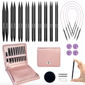 Knitiss 9 Pairs Interchangeable Circular Knitting Needles Set, 4.5inch/11.5cm Aluminum Interchangeable Knitting Needles And Cables, Accessories And Case