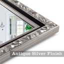 46x22 Inch Baroque Carved Solid Wood Wall Mirror, Antique Silver
