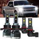 Lights Fit For Ford F150 2004-2014, 9008 High/Low Beam 9145 Fog Light Bulbs, High Power 6500K White Light, Plug & Play, Pack of 4