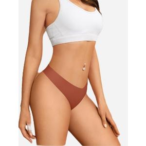 Thongs for Women No Show Thong V-Waisted Stretch Breathable Sexy Panties Underwear -Pack of 6, Multicolor (Small)