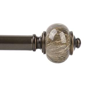 KAMANINA 1 Inch Curtain Rods for Windows 66 to 120 Inches Bronze Heavy Duty Curtain Rods 32 to 120 (2.6-10ft), Adjustable Long Drapery Rods with Marbled Finials