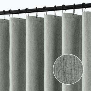ANRODUO Extra Long Fabric Shower Curtain Set - Gray 72"x108" with 12 Rust Resistant Durable Metal Hooks, Waterproof & Linen Textured, Button Hole Design, Machine Washable for Bathroom Decor (72"W x 108"L (Pack of 1), Grey)
