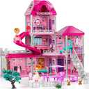 JUKUDAHU Girl House Toys for Girls 4-8, 3 Storey 6 Rooms Indoor Playset with Doll, Furniture and Accessories, Pretend Toddler Toy, Birthday Gifts for Girl Age 3-5 4-6 6-12