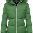 MOERDENG Women's Winter Windproof Warm Down Coats Waterproof Thicken Hooded fashions Puffer Jacket (Green)XL