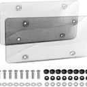 Universal License Plate Shields, 2 Packs Clear Protector with Fastening Screws, Screw Driver,12.2"x6.3"