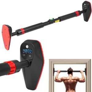Pull Up Bar for Doorway, Door Frame Chin Up Bar without Screw Exercise Bars for Home Workouts Strength Training Adjustable Pull-up Bars with Smart Count/Timer/Calorie Tracker Home Gym Equipment Indoor