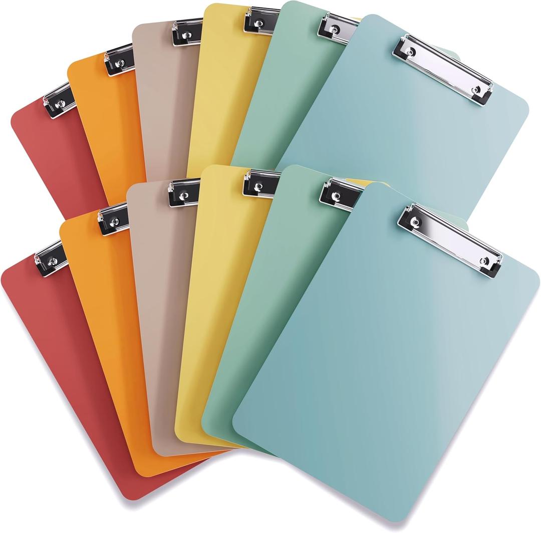 Clipboards  Set of 12 Plastic Clip Boards 8.5x11 Bulk | Colored Acrylic Clipboards for Classroom, Boho Classroom Decor, Teacher Supplies | Cute Clip Board for Kids, Office, Coaching, Medical, School Clipboards  Set of 12 Plastic Clip Boards 8.5x11 Bulk | Colored Acrylic Clipboards for Classroom, Boho Classroom Decor, Teacher Supplies | Cute Clip Board for Kids, Office, Coaching, Medical, School