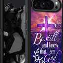 Designed Case for Google Pixel 10 Pro XL/Google Pixel 9 Pro XL, Military Grade Heavy Duty 3-Layer Shockproof Drop Full-Body Protective Phone Cover, Cross Quote Bible Verse, Psalm 46:10