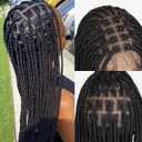 KRALER 36 inch Braided Wigs for Black Women, Knotless Box Braid Wig Full Double Lace Square Based Micro Box Braids Wig Pre Plucked with Baby Hair