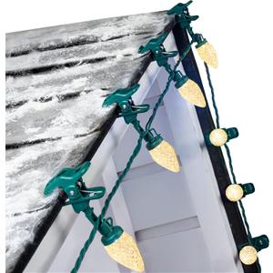 C9 68Ft Led Christmas String Lights 100 LED with Quick Clips Outdoor Waterproof Strawberry Lights, Commercial Grade Extendable for Indoor Outside Roofline Patio Home Xmas Decoration, Warm White