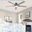 ZMISHIBO 60 Inch Ceiling Fan with Light, App&Remote Control, Flush Mount Low Profile, Dimmable 20W LED Light, Quiet Reversible Motor for Bedroom, Living Room, Apartment, Brown