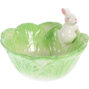 Ceramic Easter Bowl, Bunny Candy Dish, Green Cabbage Shaped Cute Bowl, Easter Serving Bowls for Fruit, Salad, Dessert, Snack Serving (Green)