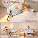 Baby Bassinets Bedside Sleeper with Wheels and Mattress, Cosleeping Baby Bed with Storage, Co-Sleeper Bassinet Attach to Bed, Bed Side Crib with Breathable Mesh, Height Adjustable (Blue), 35.4‘’Lx21.7''W28''-32.7''H