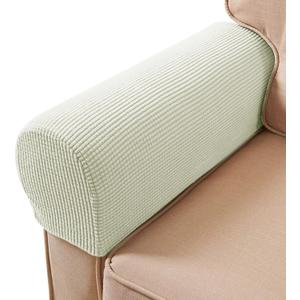 Sofa Arm Chair Covers, Couch Armrest Armchair Covers, Stretch Anti-Slip Recliner Slipcovers Furniture Protector, Set of 2 (Ivory White)