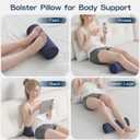 Neck Roll Pillow for Neck Pain Relief - Memory Foam Neck Support Pillow for Bed | Round Neck Pillow for Sleeping, 15.7 * 6 * 6inch ((Navy-Blue)