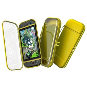 Gearsir Carrying Case for Nintendo Switch 2(2025)  Transparent Hard TPU Shell Travel Portable Bag with Handle, 12 Game Cartridges switch2 accessories, Waterproof, Shockproof, Dustproof (Yellow)