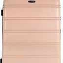 Rockland Melbourne Hardside Expandable Spinner Wheel Luggage, Checked Large 28", Champagne